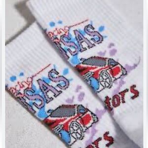 New🌟Urban Outfitters Athletic Ribbed Crew Socks KANSAS MOTORS 76 One size